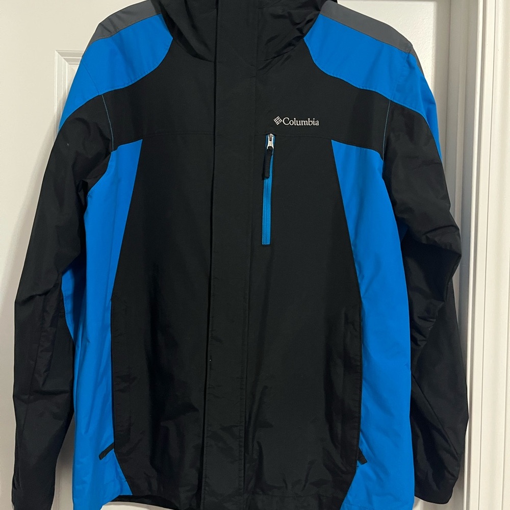 Columbia Black and Blue Color Block Windbreaker Jacket